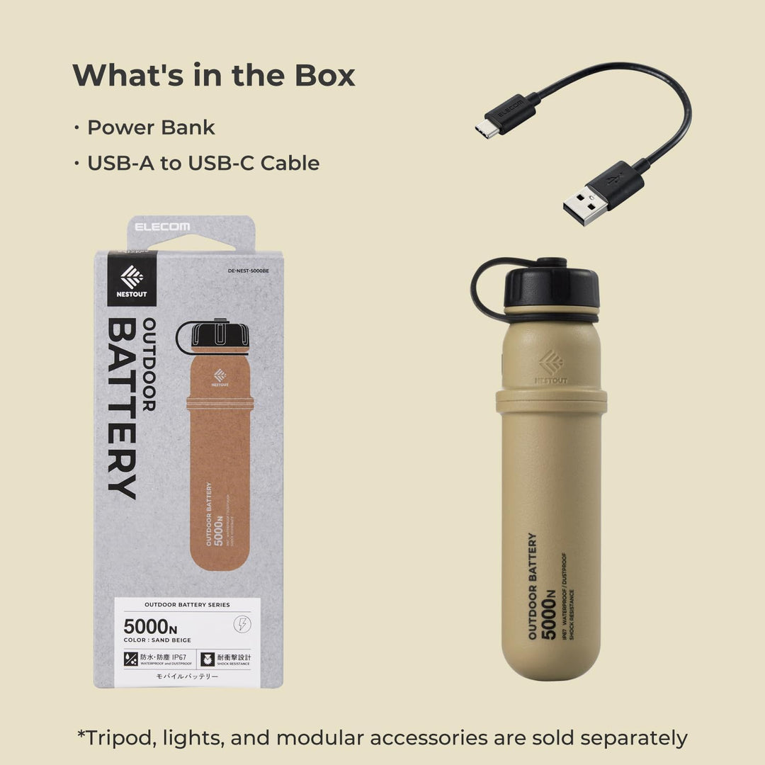 NESTOUT Portable Charger, 5000mAh Outdoor Battery Power Bank, 15W USB-C Fast Charging, Waterproof IP