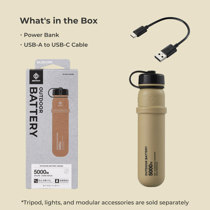 NESTOUT Portable Charger, 5000mAh Outdoor Battery Power Bank, 15W USB-C Fast Charging, Waterproof IP