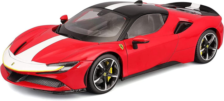 Bburago Ferrari SF90 Stradale Assetto Fiorano: Modellauto im Massstab 1:18, Türen, Motorhaube und Ko