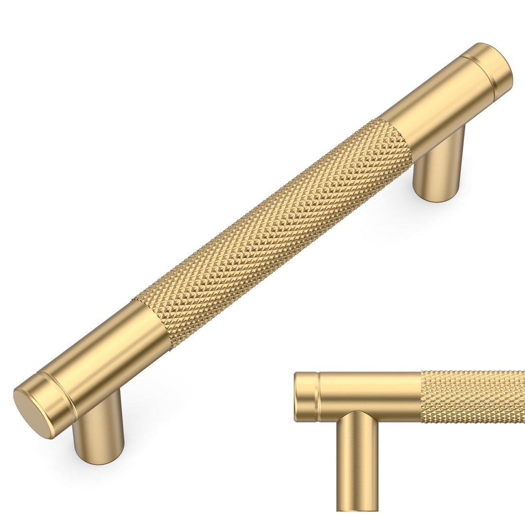 Amerdeco 10 Stück Champagner Bronze Schrankgriffe 96mm Lochabstand, Aluminium Griffe für Küchenschrä