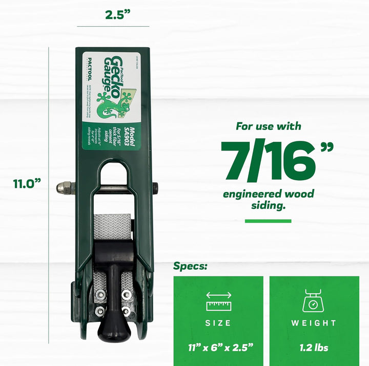 PacTool International Gecko-Messgerät, Faserzement, SA90376 Stärke für 7/16 Zoll dicke LP-Seiten., S