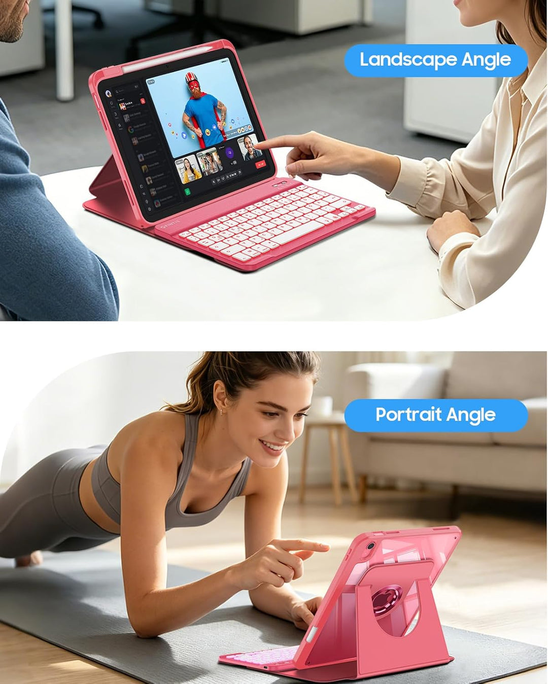FINTIE 360° drehbare Tastatur Hülle für iPad A16 11/10 Generation 11/10,9 Zoll 2025/2022, 7-farbige