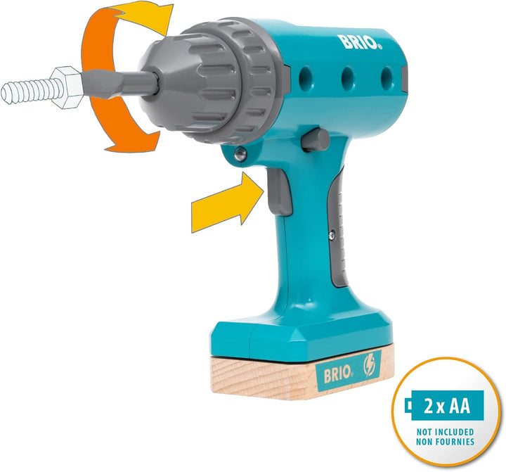 BRIO Builder - 34600 Builder Akkuschrauber - Entwicklungsförderndes Rollenspiel- & Konstruktionsspie