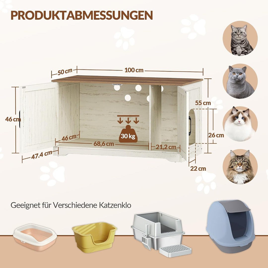 Katzenklo Schrank, Katzenklo Versteckt Schrank Möbel, Katzenhaus Holz, Katzenschrank Beistelltisch m