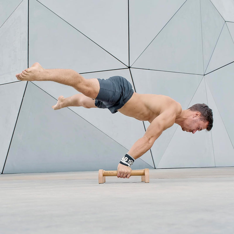 Eric Flag Holz Parallettes Liegestützgriffe, Handstand-Barren Lange für Fitness, Gym, Street Workout