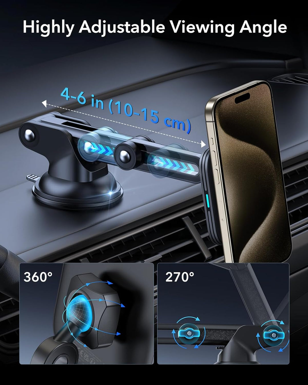 ESR für 15W Magsafe Autohalterung mit Ladefunktion, Armaturenbrett Magnet Kabelloses Ladegerät, Hand