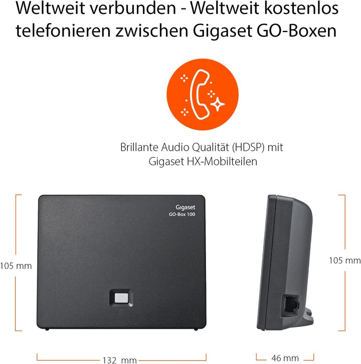 Gigaset DECT Basisstation GO Box 100 - Verbindung analog über TAE-Anschluss oder per LAN-Kabel an Ih