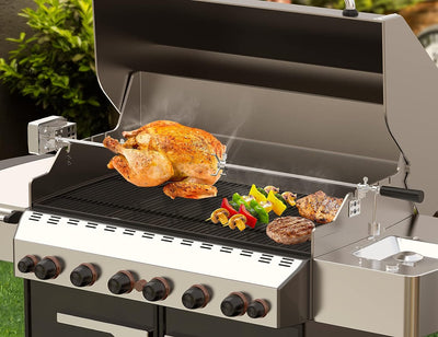 Onlyfire BRK-6012 Universal Grillspiess Set Drehspiess Ersatz Rotisserie Kit 114cm Lange, 12x12mm Se