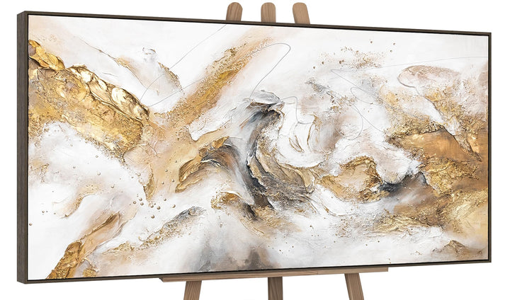 YS-Art XXL Design Abstrakt Acryl Gemälde auf Leinwand mit Rahmen Konsonanz handgemalte Wandbilder Wo