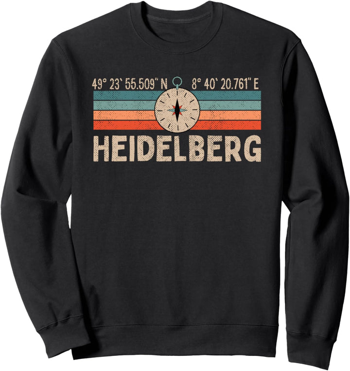 Vintage Heidelberg Kompass Retro Heimatstadt Sweatshirt