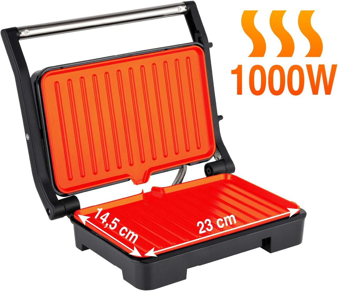 Kontaktgrill 2-in-1 – Kontakt- & Flächengrill mit Temperaturregelung – Antihaftplatten, Edelstahlgeh