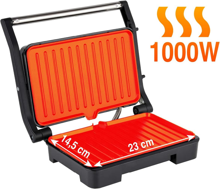 Kontaktgrill 2-in-1 – Kontakt- & Flächengrill mit Temperaturregelung – Antihaftplatten, Edelstahlgeh