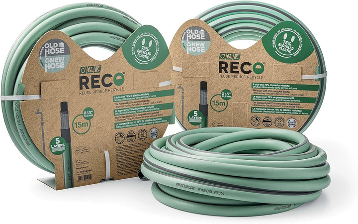 G.F. SRL RECO Schlauch, 25 m Bewässerungsschlauch Ø 5/8" aus recyceltem Kunststoff, Ultramemory Stru