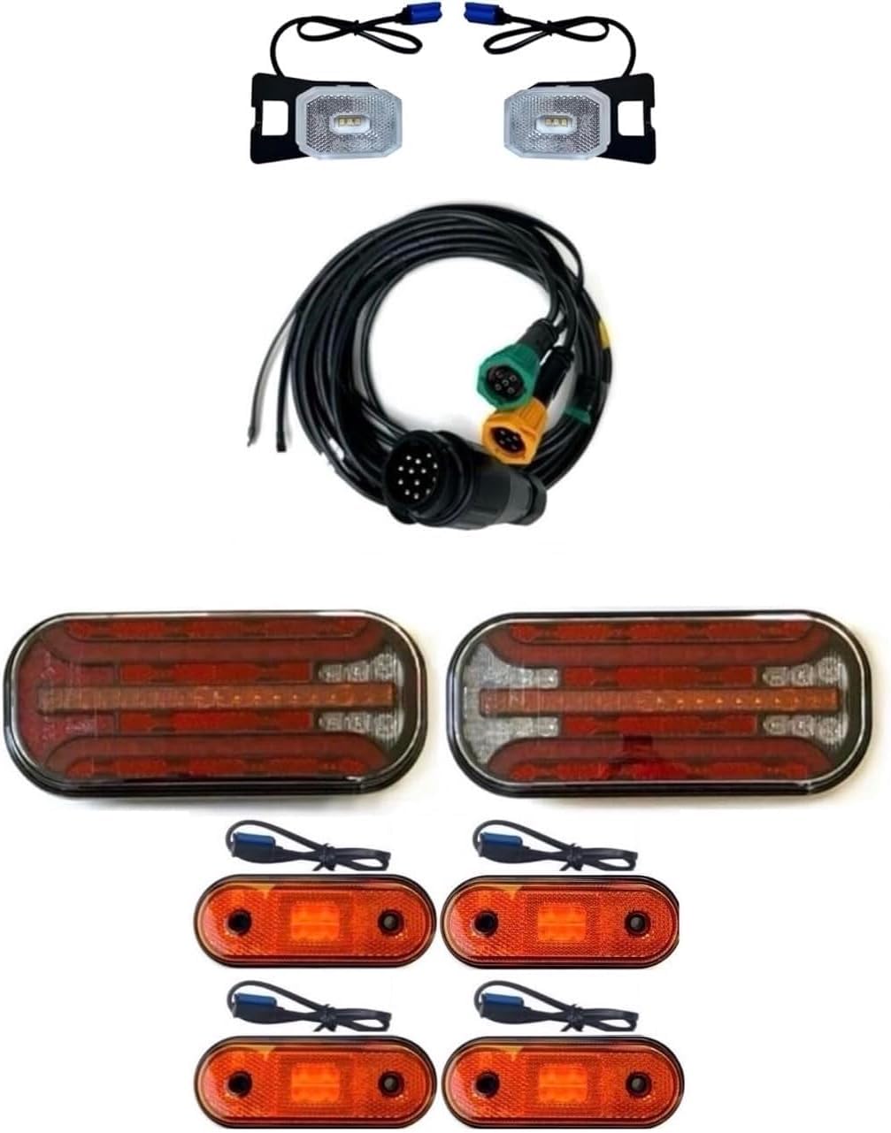 Anhängerbeleuchtung LED Rückleuchten Umrissleuchten mit Schnellanschluss 13 polig Kabelsatz 5 m Set