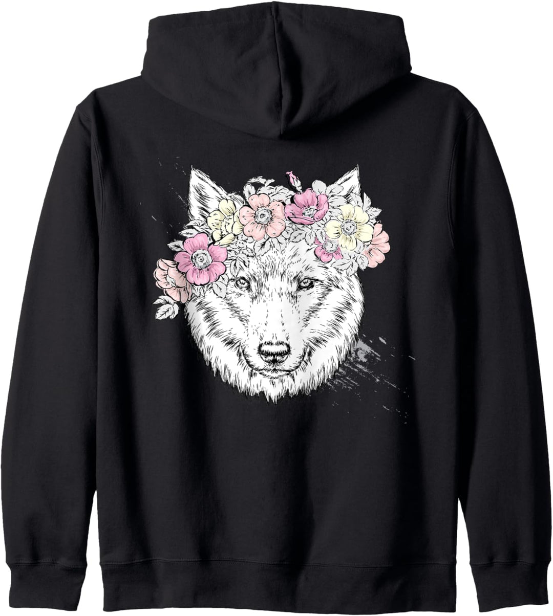 Wolf mit Blume als Wolf Geschenk Kapuzenjacke