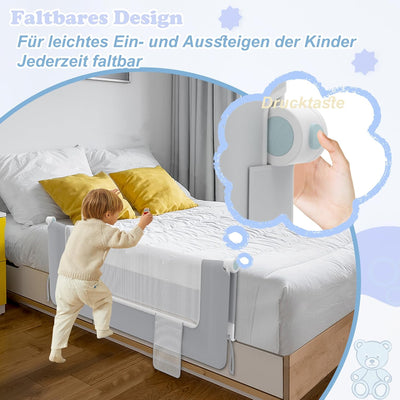 XMTECH 1st Bettgitter 150 cm Bettschutzgitter Kinderbettgitter für Kinder, Rausfallschutz Bett Babyb