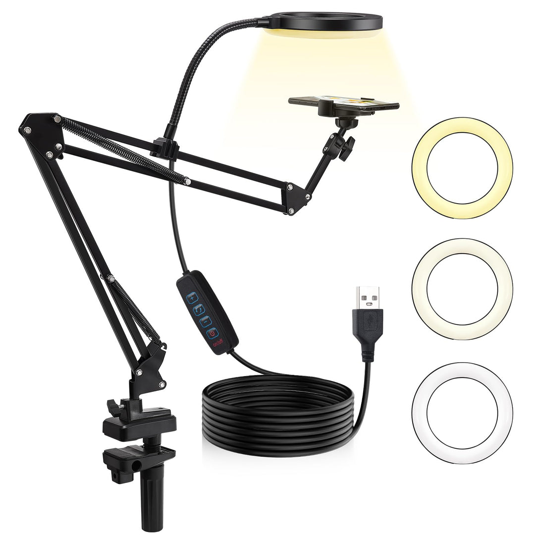 Stativ Handy mit Ringlicht,10 Zoll LED Ringlicht mit Stativ Handy, Overhead Kamera Ständer,Dimmbare