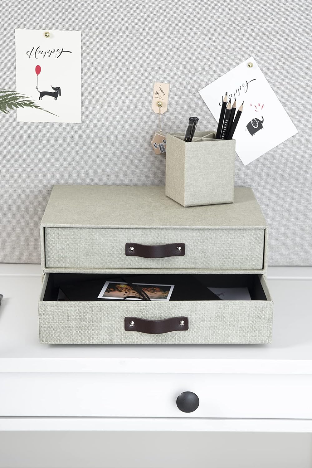 Bigso Box of Sweden BIRGER Schubladenbox für Dokumente und Bürobedarf – Schreibtisch Organizer mit 2