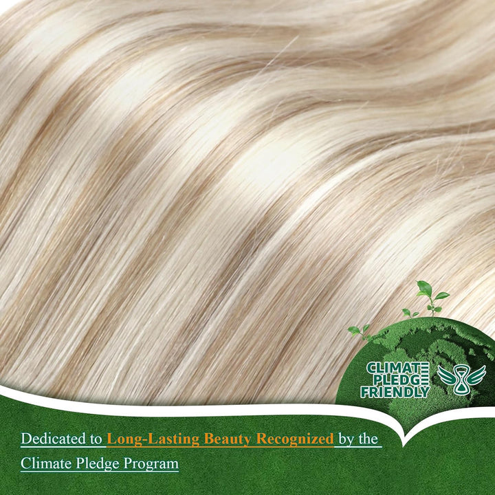 Easyouth Echthaar Extension Mit Draht Blond Fish Line Extensions Echthaar Honigblond Highlight Gelbb