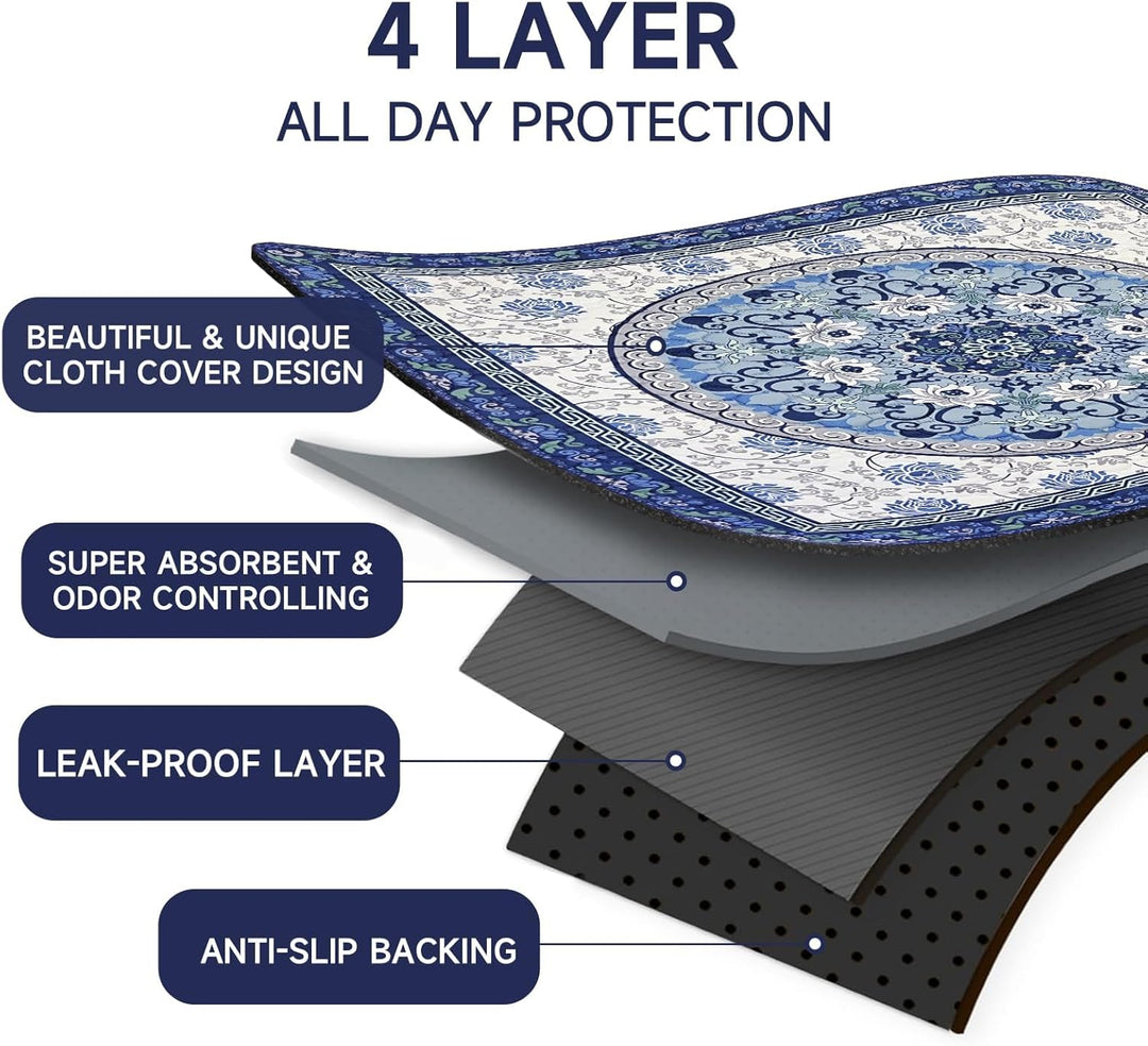Washable Pee Pads for Dogs, 2 Pack Reusable Puppy Pads 89×89cm Super Absorbent Quick Dry Dog Trainin