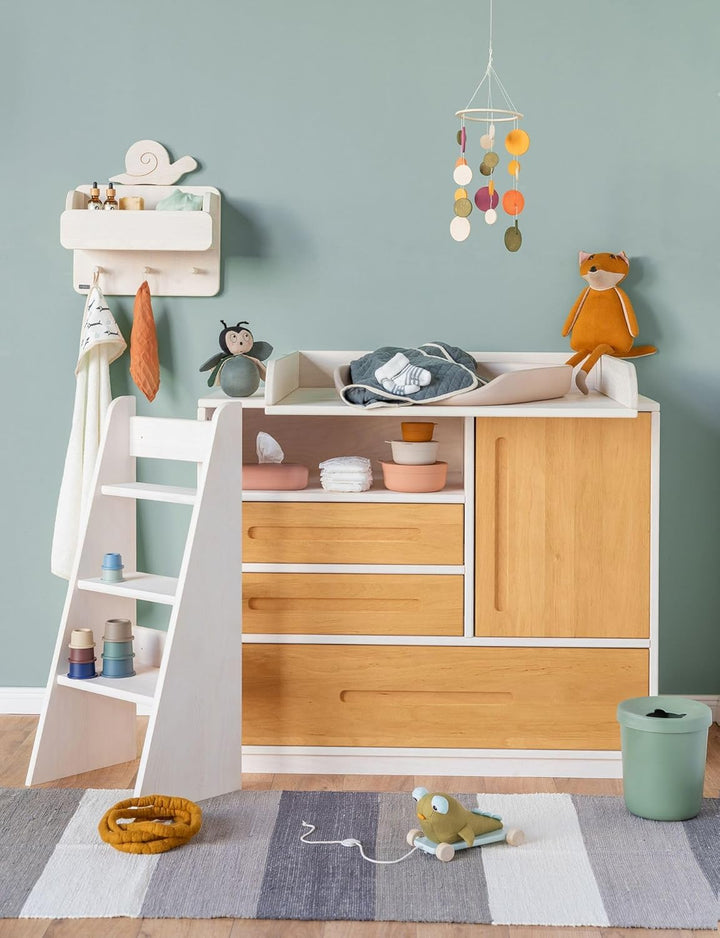Original Treppenleiter von BioKinder® | Leiter für Wickeltisch Trittleiter für Kinder aus Bio Massiv