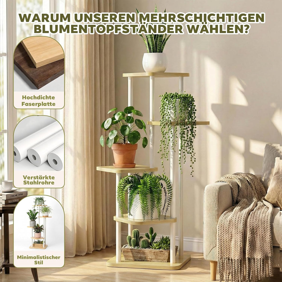 Pflanzständer für den Innenbereich 5 Ebenen Blumenständer, Metall Pflanzenregal für Balkon & Wohnzim