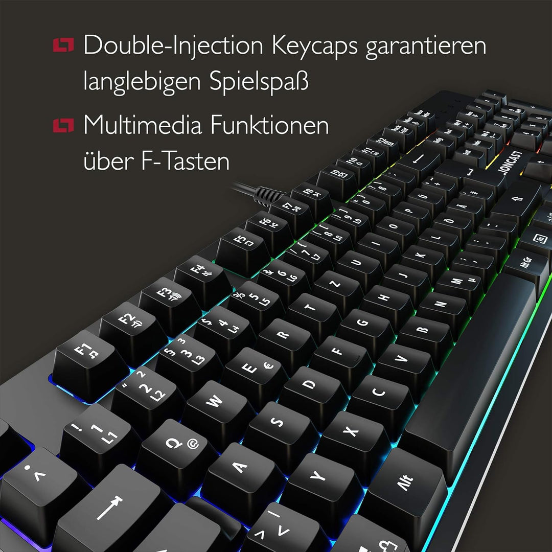 Lioncast LK100 RGB Gaming Keyboard für PC/Laptop/PS4/PS5, 19-Tasten-Rollover Anti-GHOSTING-Funktion,