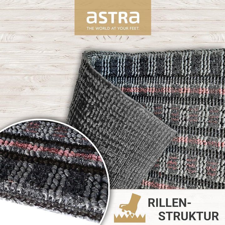 ASTRA Premium Aussenbereich-Matte - Poly Brush - strapazierfähige Fussmatte - schwarz/weinrot - 50 x