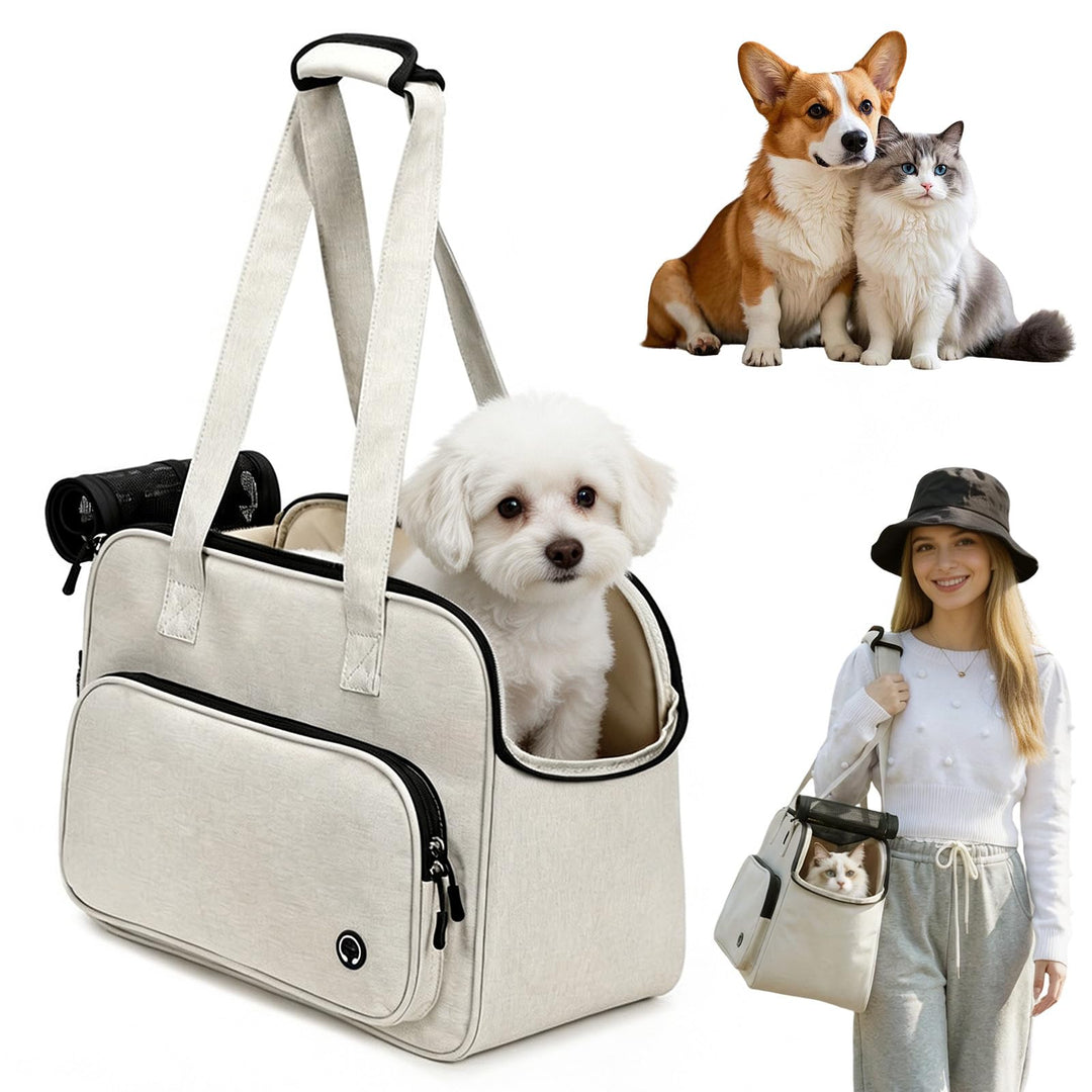 Hundetragetasche Katzentragetasche, Leichte & Atmungsaktive Haustiertasche mit Schultergurt für Reis