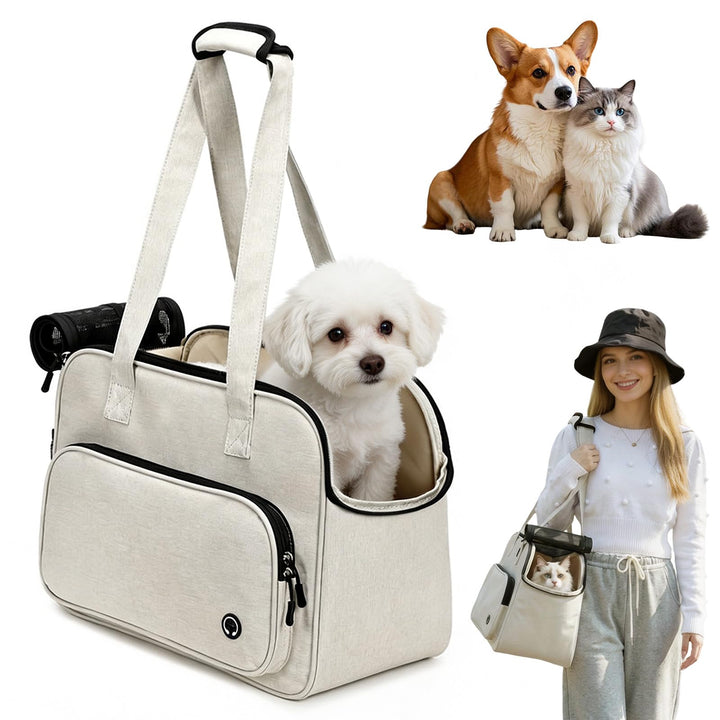 Hundetragetasche Katzentragetasche, Leichte & Atmungsaktive Haustiertasche mit Schultergurt für Reis