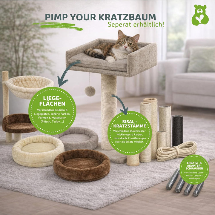 nanook Liegeplatz Top für Katzen-Kratzbaum mit Kissen gross XXL 60x40 cm - braun, braun