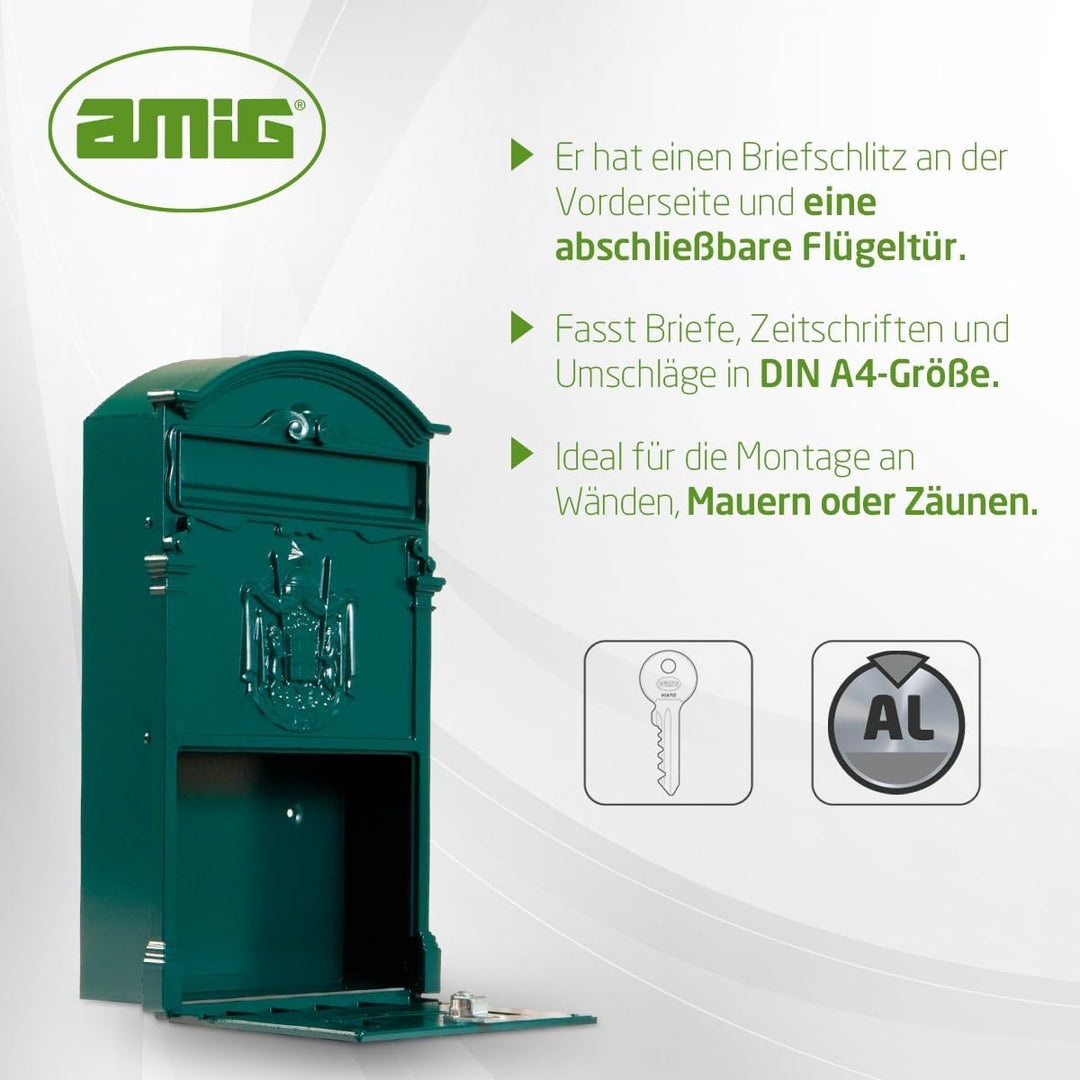 Amig – Briefkasten im klassischen Stil für den Aussenbereich - Postschliessfach für Mauern, Mauern o