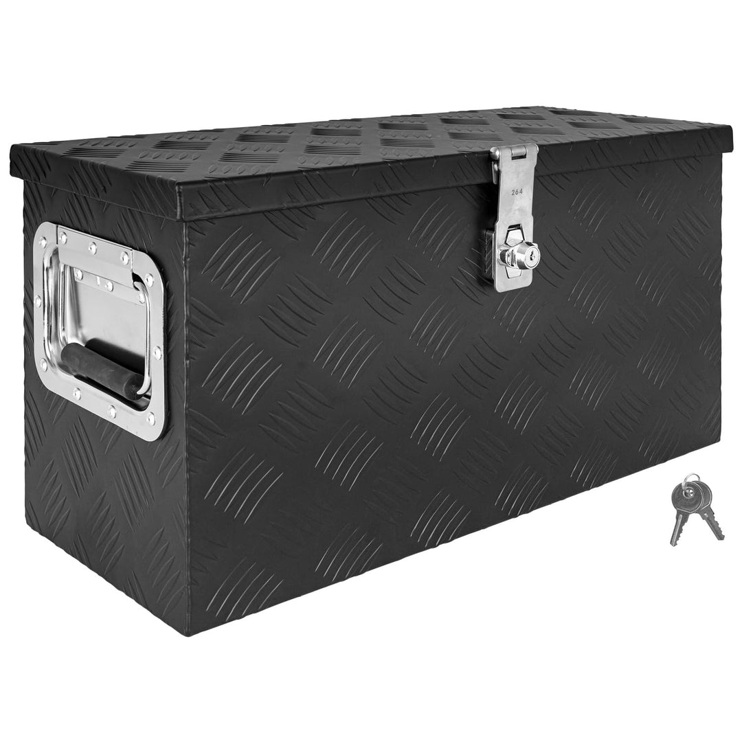 Trucky Truckbox aus Aluminium, in Schwarz, Abschliessbar, Robustes Riffelblech, Für Werkstatt, Auto,