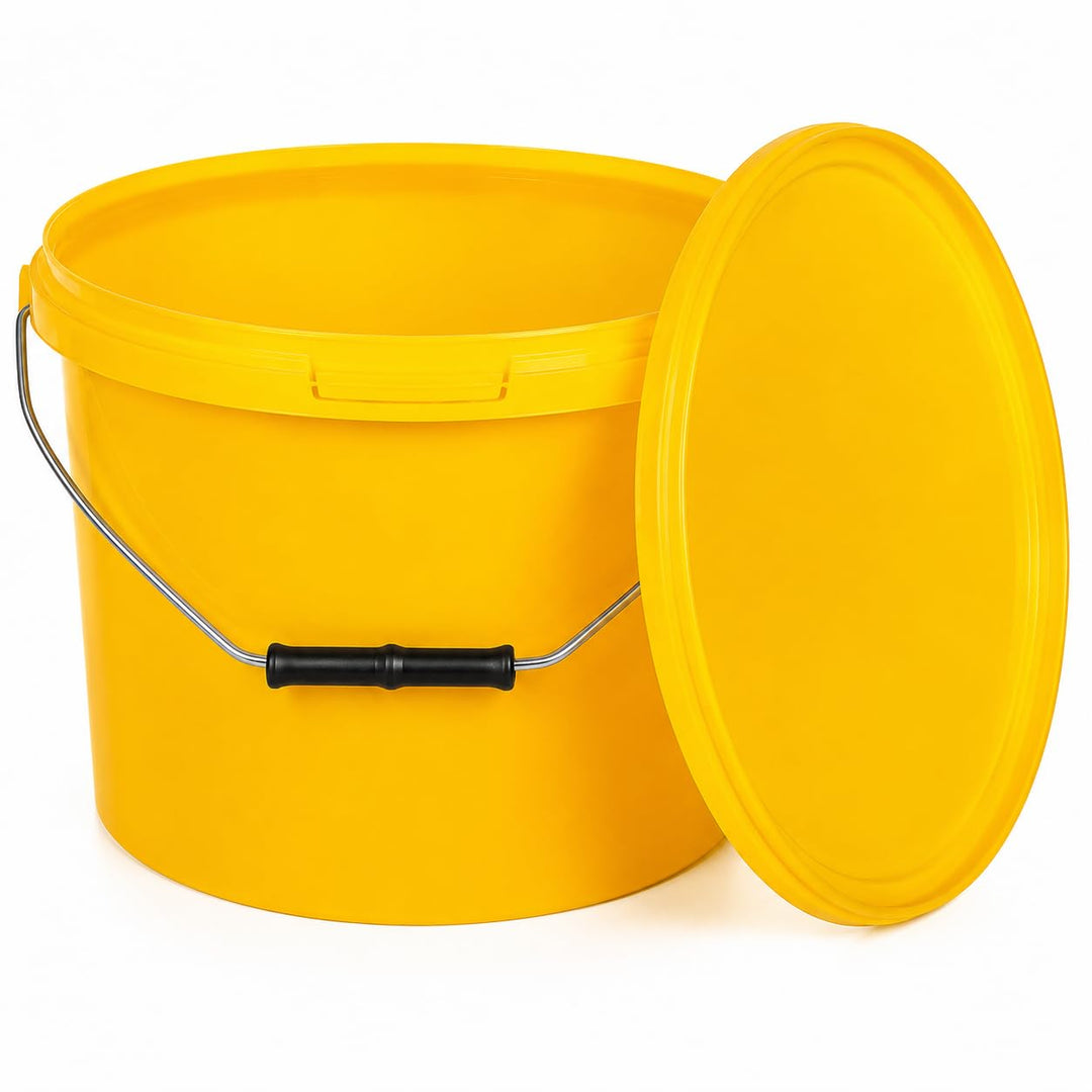 BenBow Eimer mit Deckel 10l Gelb 3X 10 Liter - lebensmittelecht, stabil, luftdicht, auslaufsicher, g