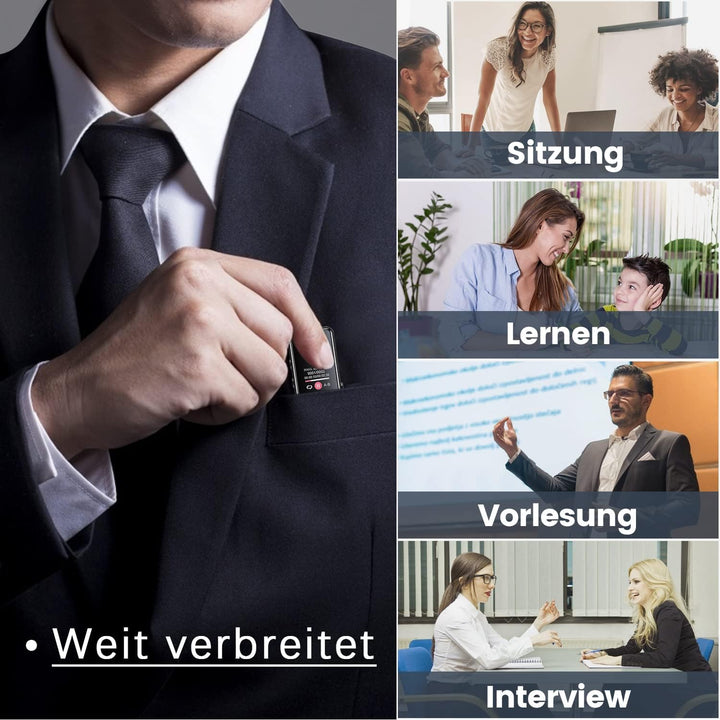 Digital Diktiergerät, 32GB Digital Diktiergerät Audio Aufnahmegerät mit 3072kbps Aufnahmequalität Mi