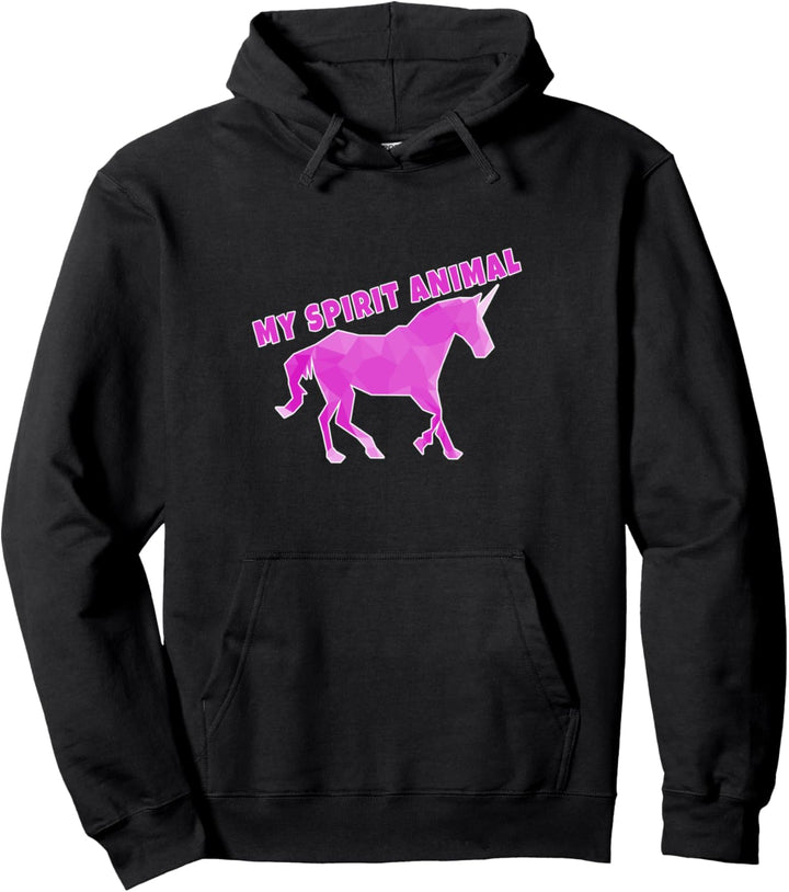 Pink Unicorn Spirit Animal Gift for Girls Women Polygonal Pullover Hoodie