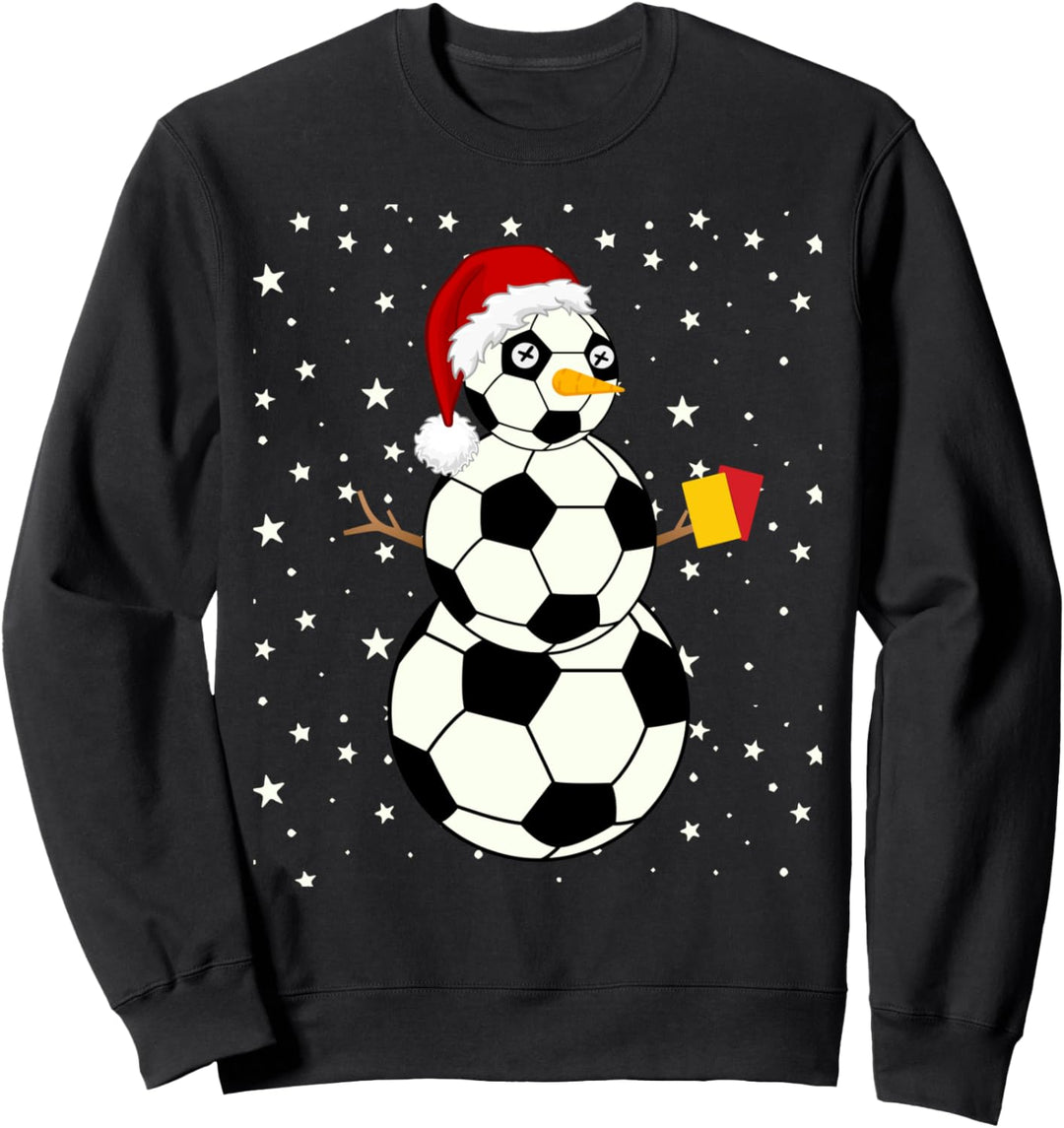 Schneemann Fussball Schiedsrichter Rot Gelb Karten Lustige Sport Sweatshirt