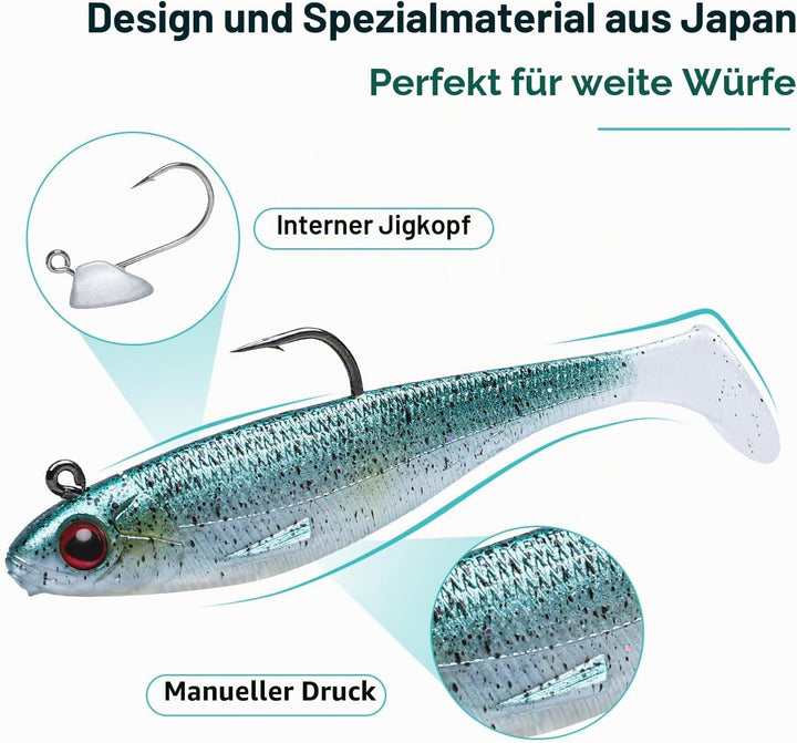 TRUSCEND Gummifische Angelköder für Forelle Zander & Barsch, Kunstköder Angelausrüstung Gummiköder A