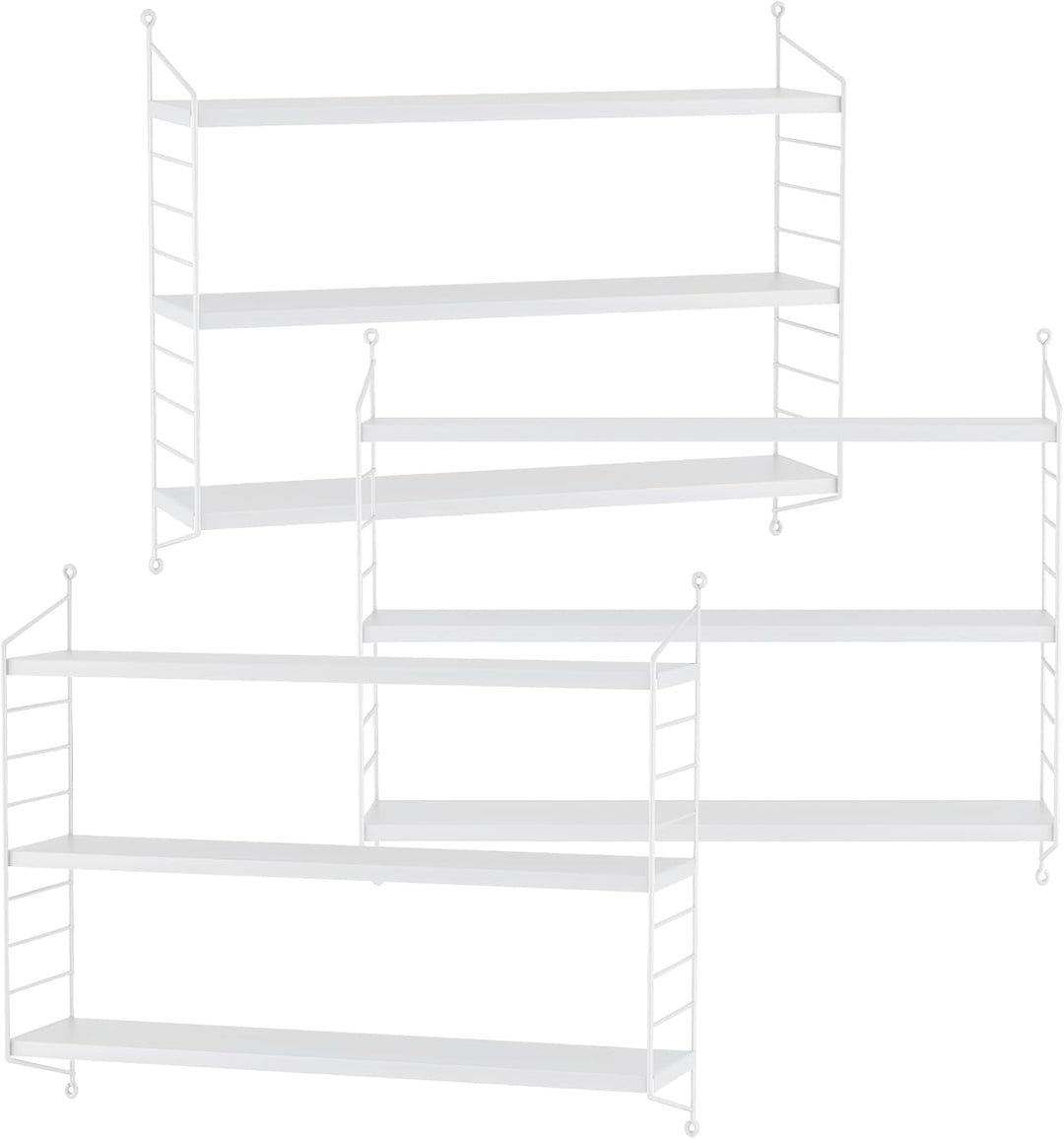 [en.casa] Modulares Wandregal Strängnäs 3er Set Metallregal Weiss Hängeregal mit 3 Regalböden Badreg