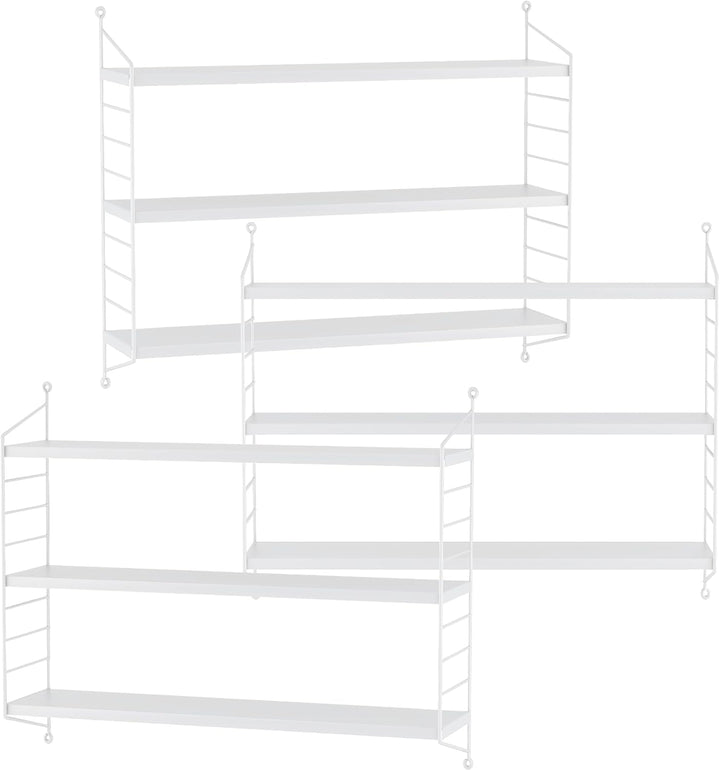 [en.casa] Modulares Wandregal Strängnäs 3er Set Metallregal Weiss Hängeregal mit 3 Regalböden Badreg