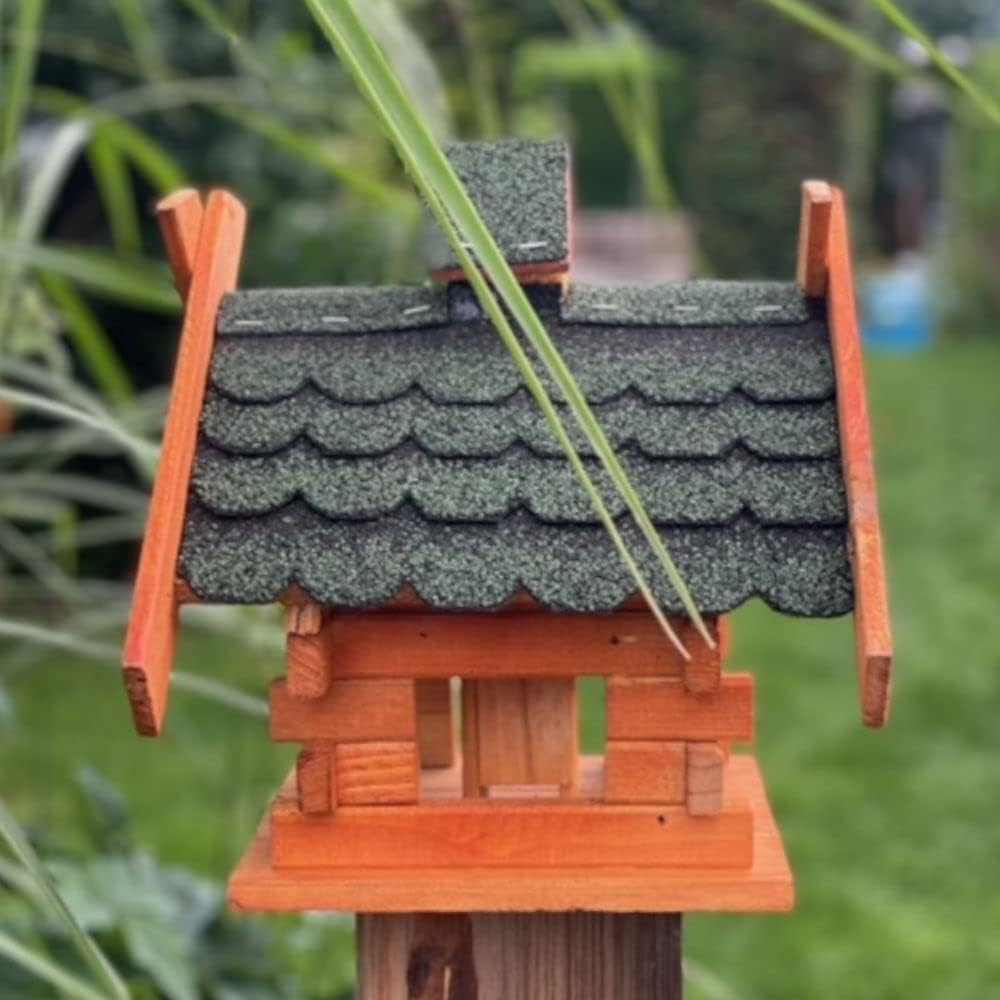 Rechteckiges Vogelhaus M - XL wetterfest aus Holz Vogel Futterstelle Haus mit und ohne Ständer (Grös