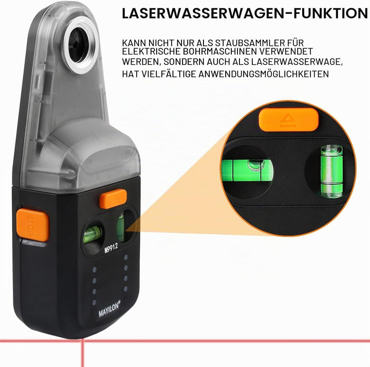 M9912 Staubabsaugung Absaughaube für Schlagbohrmaschine mit Laserebene, Elektrischer Bohrstaubsammle