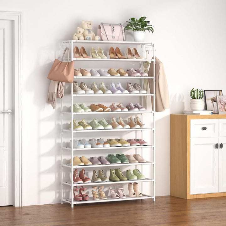 Schuhregal 10 Ebenen, Schuhschrank Metall für 50 Paar Schuhe, Schuhorganizer 155cm Hoch, Schuhaufbew