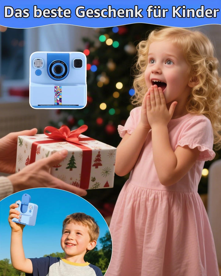 Sofortbildkamera Kinder, 1080P HD Kinderkamera Sofortbildkamera mit Sofortdruck, 32GB SD-Karte &amp; 5 R