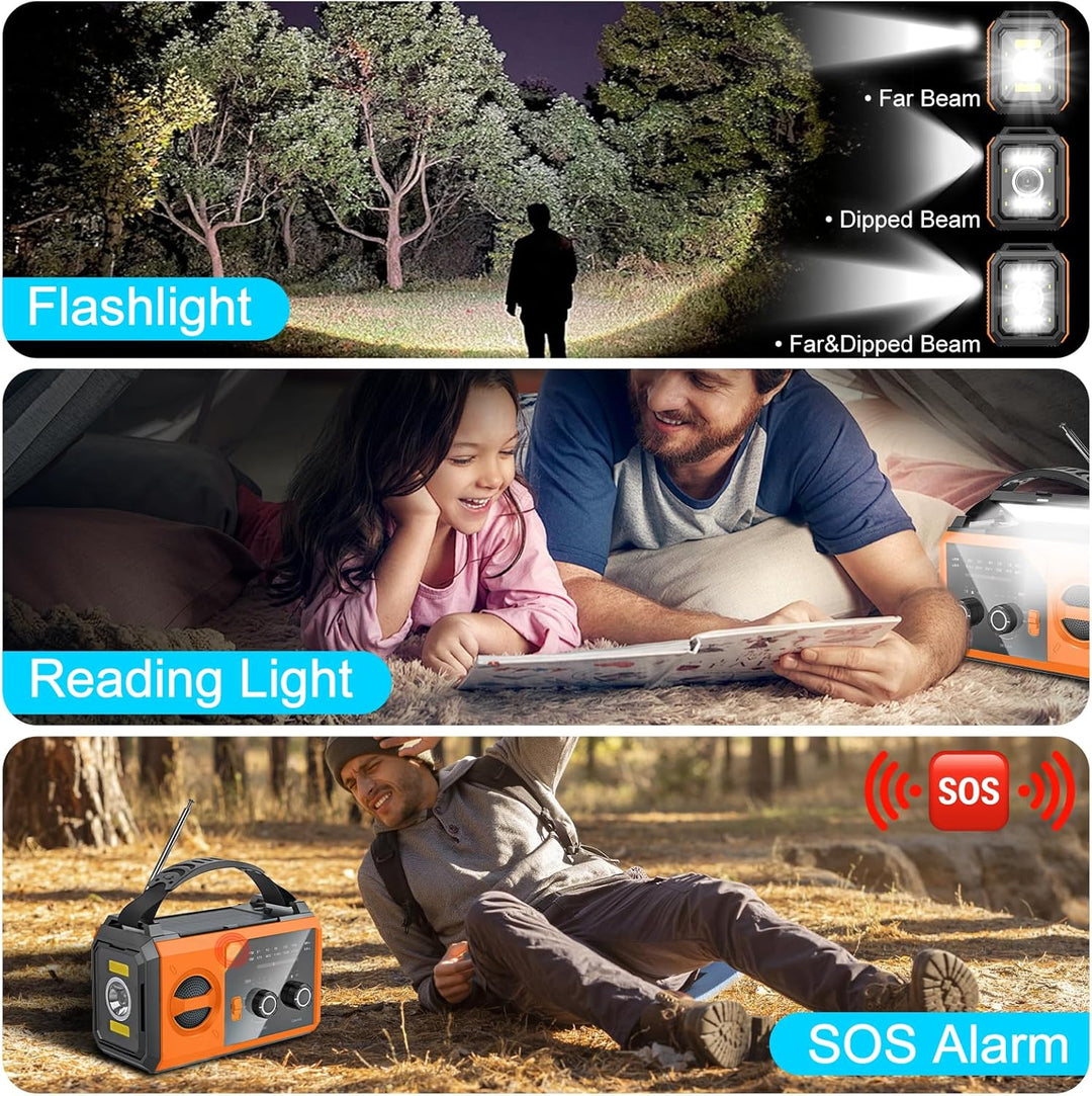 Wholede 30000mAh Kurbelradio mit Bluetooth, Solar Radio mit Handyladefunktion, AM/FM Tragbar Notfall