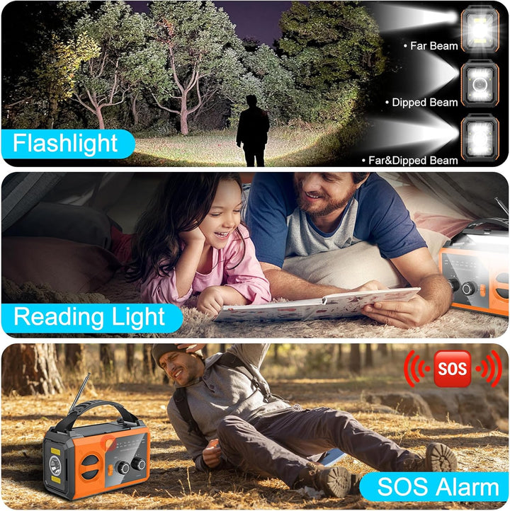 Wholede 30000mAh Kurbelradio mit Bluetooth, Solar Radio mit Handyladefunktion, AM/FM Tragbar Notfall