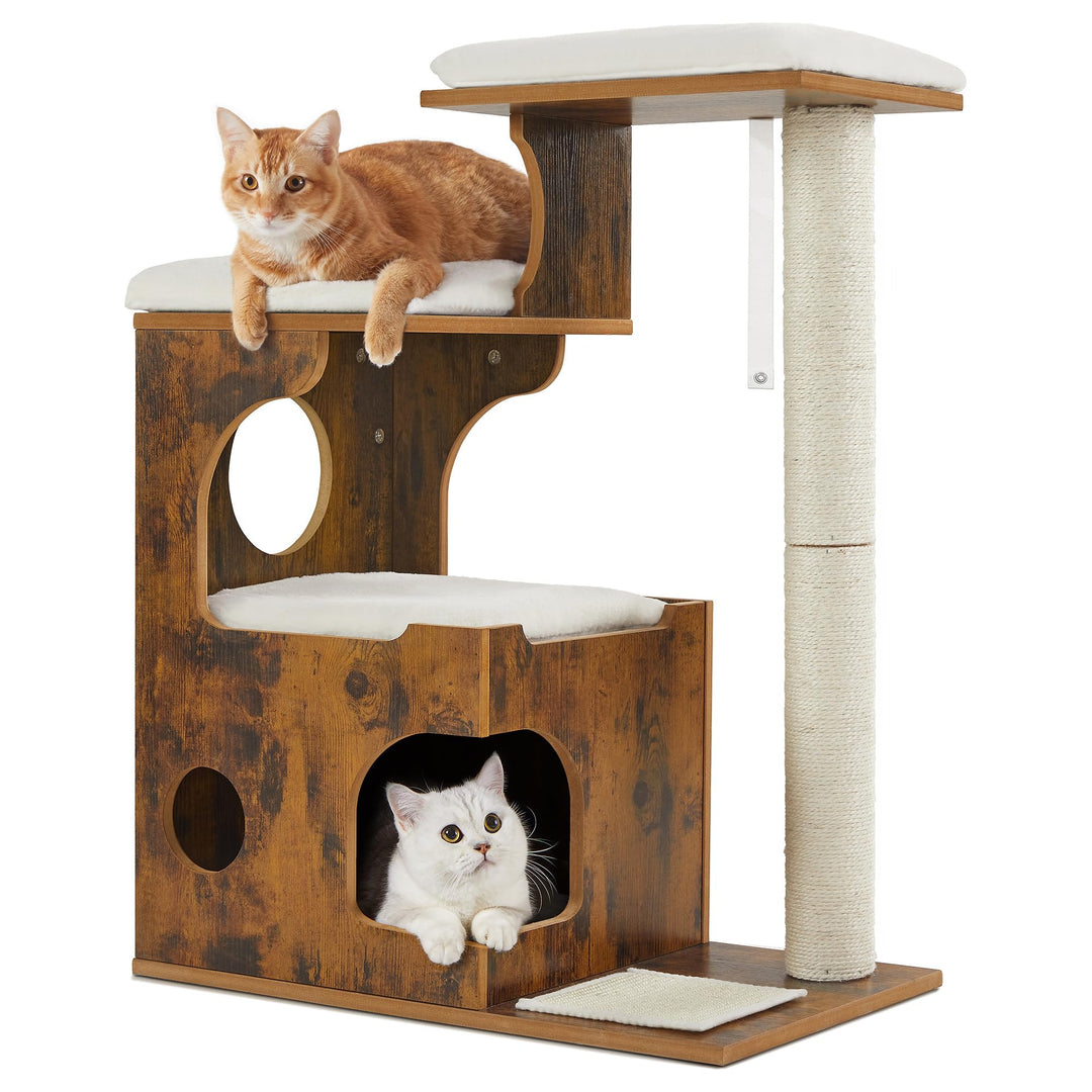 Feandrea Kratzbaum, 86 cm hoher Katzenbaum, Spanplatten-Katzenkratzbaum, mit Höhle, Liegeflächen, Sä
