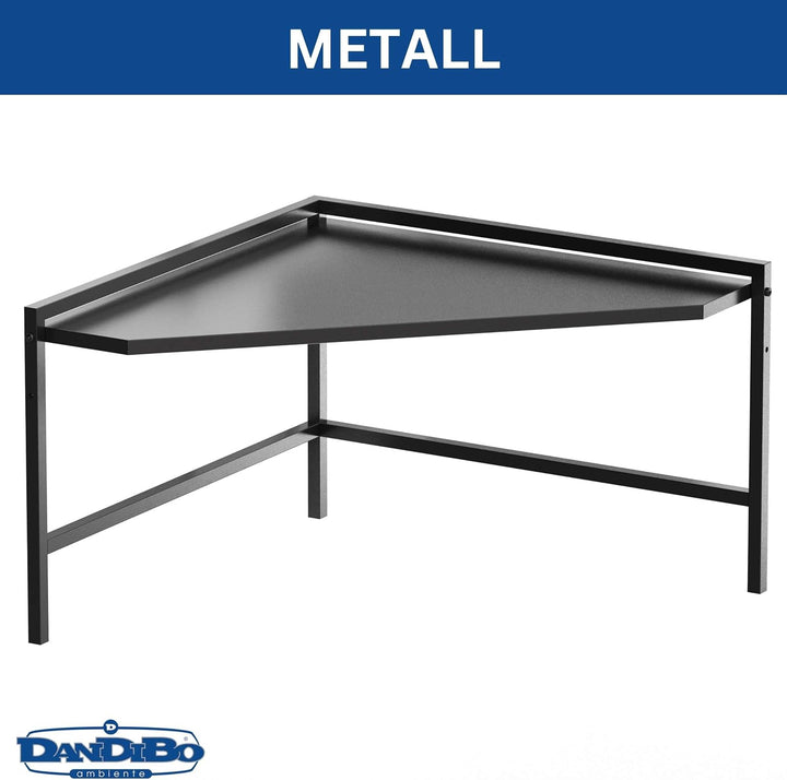 DanDiBo Eckregal Küche Arbeitsplatte Küchenregal 72x72 cm Mikrowellenregal Schwarz 2 Stufig 96688 Mi