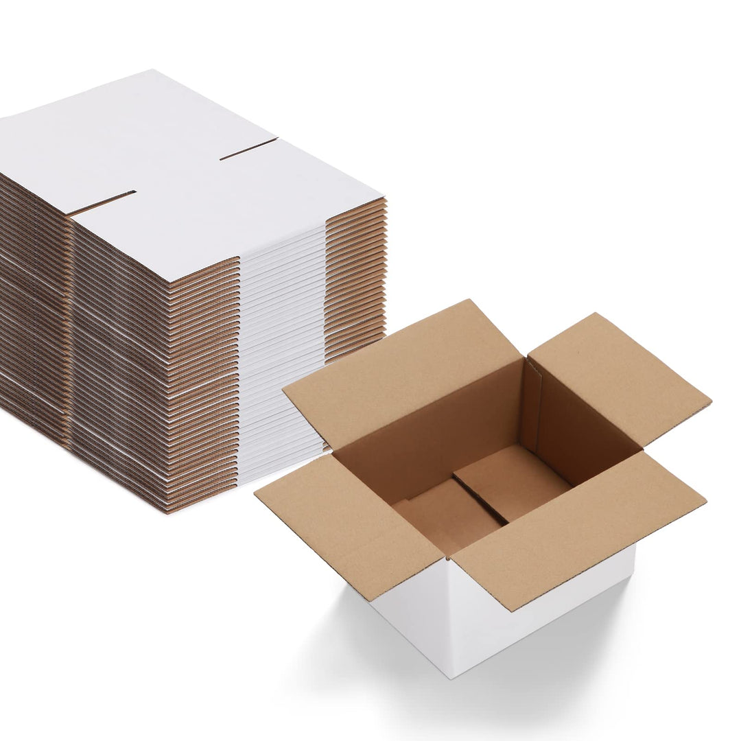 EYMPEU 40 Stück 20,3x15,3x10,2cm Weisse Versandkarton, Kartons für Gegenstände, Spielzeug, Schreibwa