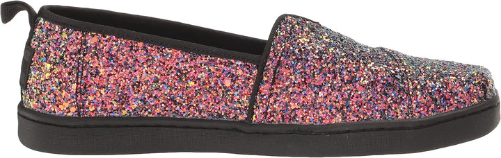 TOMS Mädchen Classic Alpargata Flacher Slipper 38 EU Schwarzer Grober Glitzer, 38 EU Schwarzer Grobe